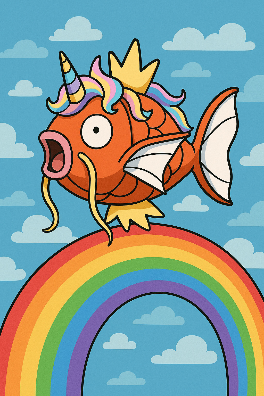 Karpador Illustration über dem Regenbogen